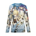 thumbnail image 6 of Genshin Impact Women's Pajama Top 3D Digital Print Sleepwear Trendy Crewneck Pullovers Long Sleeve Shirts 5XL, 6 of 8