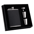 thumbnail image 1 of HipFlaskGiftSet,HipFlasksforLiquorforMenwithBlackLeatherCover,, 1 of 5