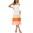 thumbnail image 1 of INSPIRE CHIC Vestido Midi de Verano para Mujer con Tirantes Ajustables y Escote en V, Vestido Boho de Fiesta y Playa, Maxi en Blanco y Rosa M, 1 of 5