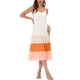 thumbnail image 1 of INSPIRE CHIC Vestido Midi de Verano para Mujer con Tirantes Ajustables y Escote en V, Vestido Boho de Fiesta y Playa, Maxi en Blanco y Rosa M, 1 of 5