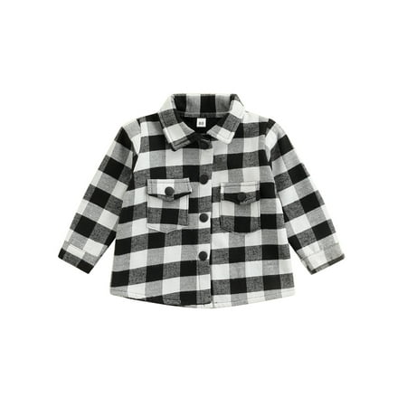 

Farrubbyine8 Toddler Baby Boys Girls Plaid Shirt Flannel Tops Long Sleeve Button Down Autumn Winter Coat