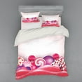 thumbnail image 2 of Ambesonne Modern Bedding Set 3 Pcs, Rainbow Swirl Lollipop, Twin, Dark Coral Pale Pink, 2 of 3
