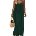 thumbnail image 3 of Women'S Open Back Spaghetti Strap Beach Maxi Dress Loose Flowy Vacation Sundress Dark Green M, 3 of 7