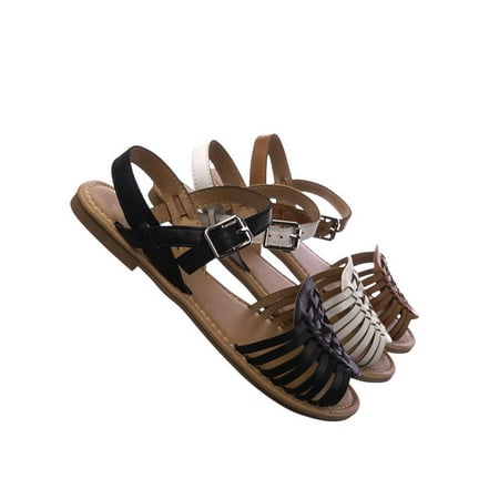 - Milene by Soda, Woven Fisherman Huarache Flat sandal, Women Open Toe Shoes