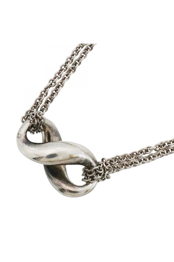 Pre-Owned Tiffany & Co. Infinity Double Chain Necklace, Sterling Silver 925, Women's