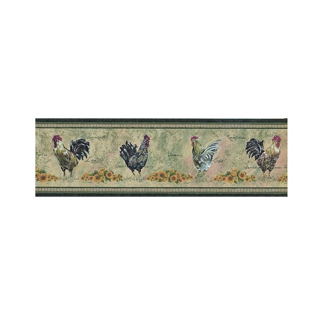 Wallpaper Border Kitchen Pattern Roosters Flowers for Dining Area ...