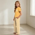 thumbnail image 4 of ITSAME Girls Outfits 2-Piece Crewneck T-Shirt and Plaid Pants Kids Casual Home Clothes Set Yellow Size 3T, 4 of 9