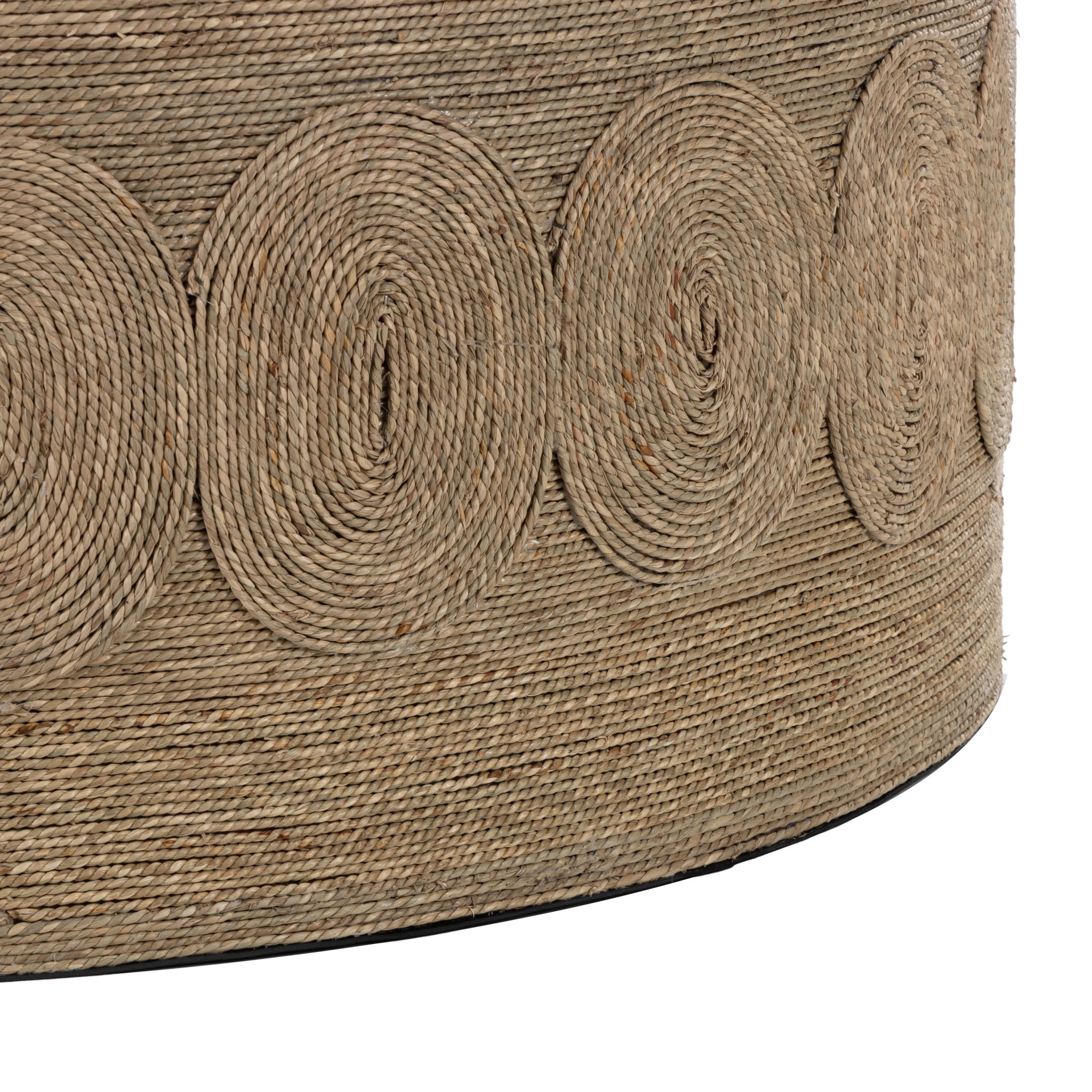 DecMode 36" x 17" Brown Seagrass Handmade Woven Coffee Table with Round Weave, 1-Piece