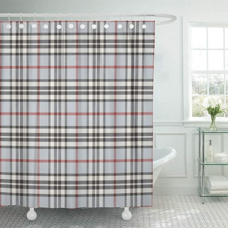 Red Plaid Shower Curtain KSADK Gray Black Plaid Red Check Clan Classic Gingham Grey Kilt Madras Shower Curtain 66x72 inch ()