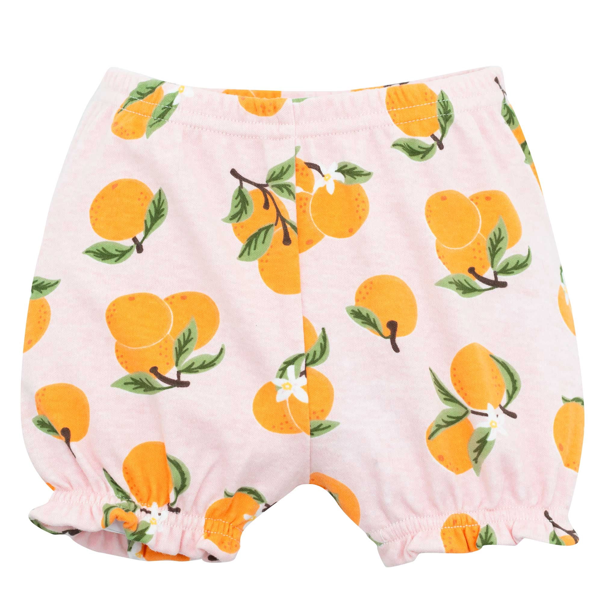 Hudson Baby Girl Cotton Bodysuit, Shorts and Shoe Set, Main Squeeze Orange, 9-12 Months