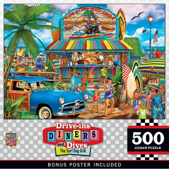 MasterPieces 500 Piece Jigsaw Puzzle - The Surf Dog Grill - Drive-Ins Diners Dives 15"x21"
