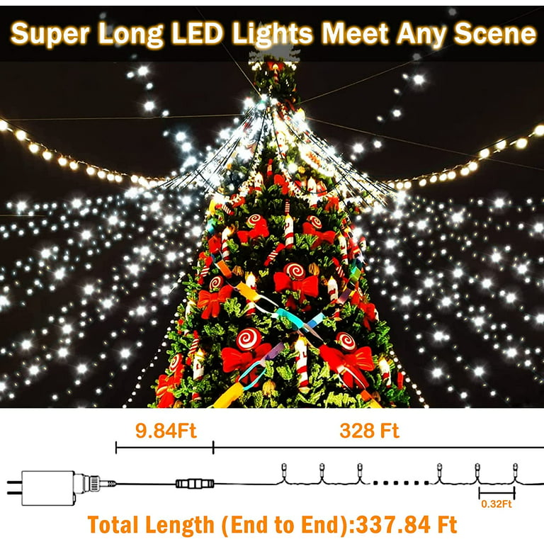 Heceltt Christmas Lights Outdoor Decorations Extra Long 120m 1000led Mains  Powered Fairy Lights Outside Waterproof Plug In String Lights For Xmas Fe
