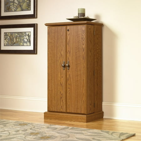 Sauder Media Storage Cabinet - Sauder Orchard Hills Multimedia Storage Cabinet, Carolina Oak