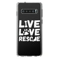 thumbnail image 1 of DistinctInk Clear Shockproof Hybrid Case for Samsung Galaxy S10+ PLUS (6.4" Screen) - TPU Bumper Acrylic Back Tempered Glass Screen Protector - Live Love Rescue - Dog Paw, 1 of 2