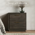 thumbnail image 3 of BELLEZE Nightstand Set of 2, 23.5" Wood End Table with 2 Drawers & Rose Gold Handles, Mid Century Modern Bedside Table with Pre-Assembled Drawer Slides for Bedroom and Living Room, Brown, 3 of 7