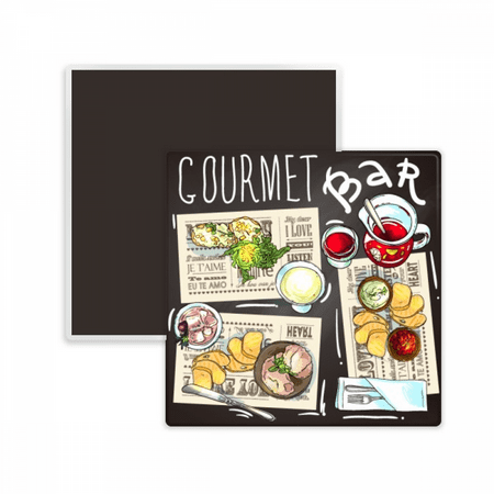 

Gourmet Bar Steak Soup Lemonade Square Ceracs Fridge Magnet Keepsake Memento