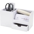 thumbnail image 3 of KINGFOM Wooden Struction Leather Multi-function Desk Stationery Organizer Storage Box Pen/Pencil,Cell phone, Business, 3 of 5