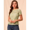 thumbnail image 4 of INSPIRE CHIC Haut en Dentelle Florale Semi-Transparente à Bord Festonné pour Femme, 4 of 6