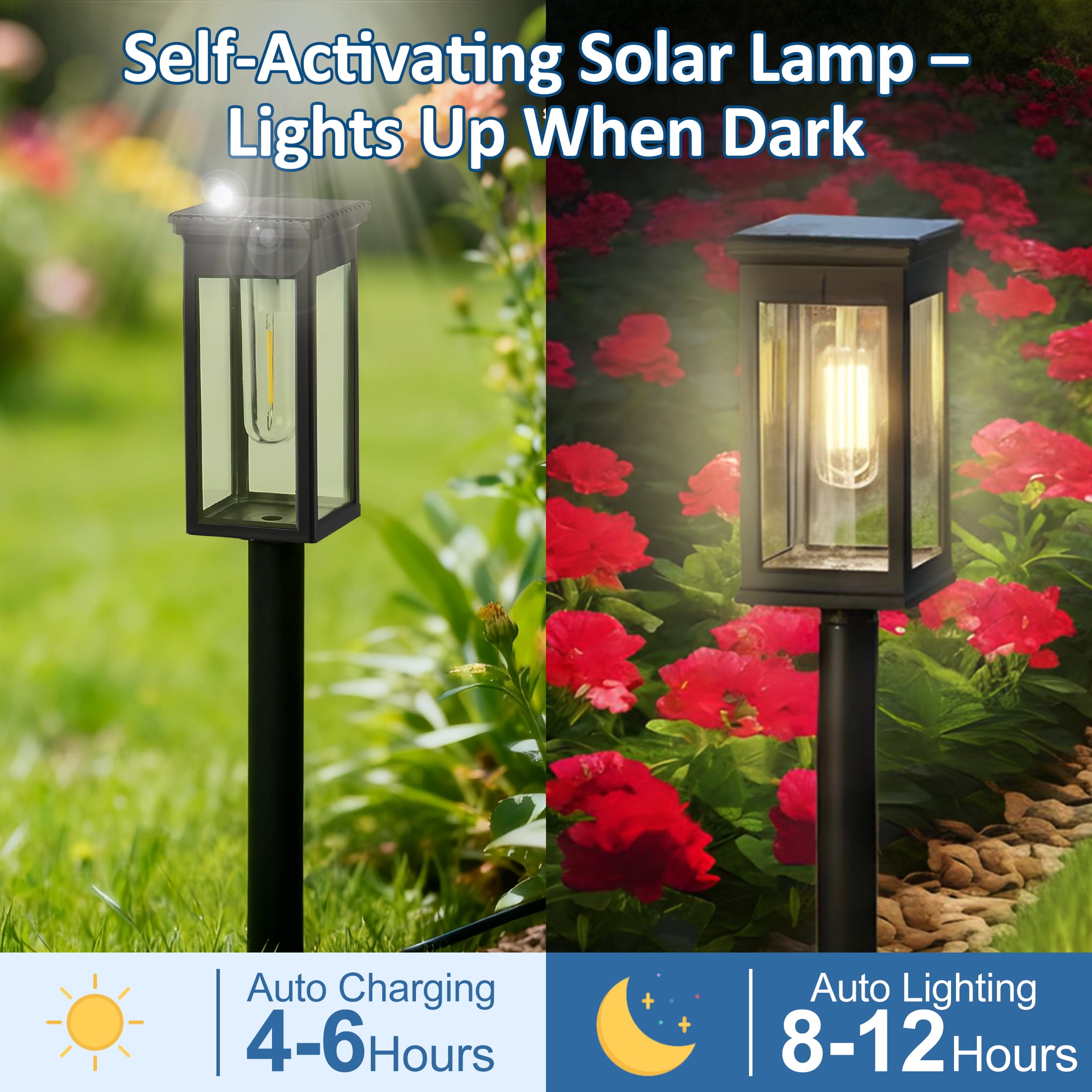 LOFTER-Pro Solar Pathway Lights Outdoor, 6 Pack Solar Landscape Lights, IP54 Waterproof LED Garden Lights, Auto On/Off Solar Powered Yard Lights for Lawn, Patio, Walkway, Driveway