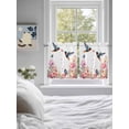 thumbnail image 3 of Pink Flower 2 Panel Kitchen Curtains for Small Windows, Spring Floral Butterflies Birds Farmhouse Bathroom Tier Curtain, Short Window Treatment for Bedroom/Living Room 55"x36", 3 of 6