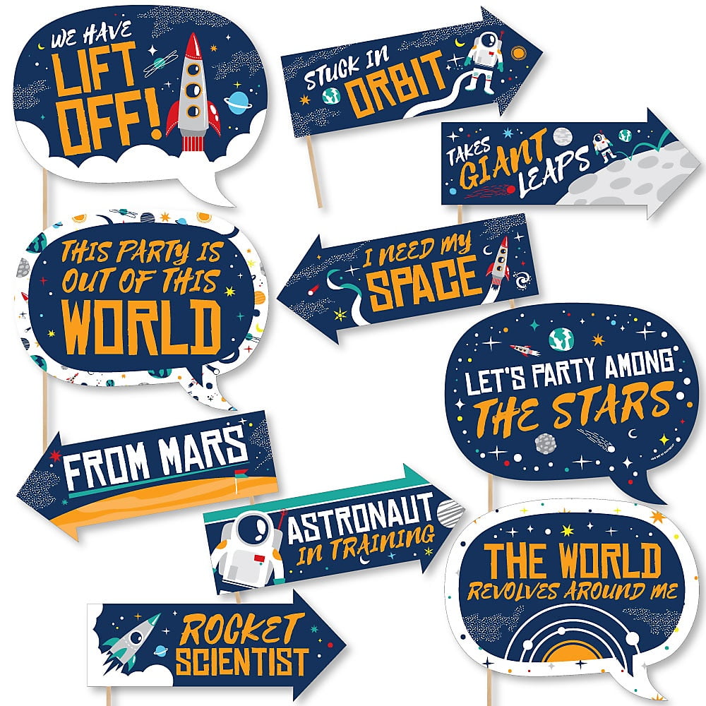 space themed photo booth props