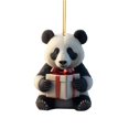 thumbnail image 2 of Cute Cartoon Panda Christmas Ornament - Colorful Printed Acrylic Hanging Pendant for Home Tree Decor, Window Sill, Car, Backpack, Holiday Gift Exchange & White Elephant Party(I), 2 of 5