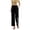 Black01, variant on Womens Dandelion Print Linen Capri Pants Elastic Drawstring High Waist Side Pockets Cuffed Ankle Loose Fit Breathable Cropped Jogger Trousers