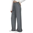 thumbnail image 3 of QHFBli Womens Wide Leg Pants Drawstring Elastic High Waisted Ruffle Hem Palazzo Pants with Pockets, 3 of 8
