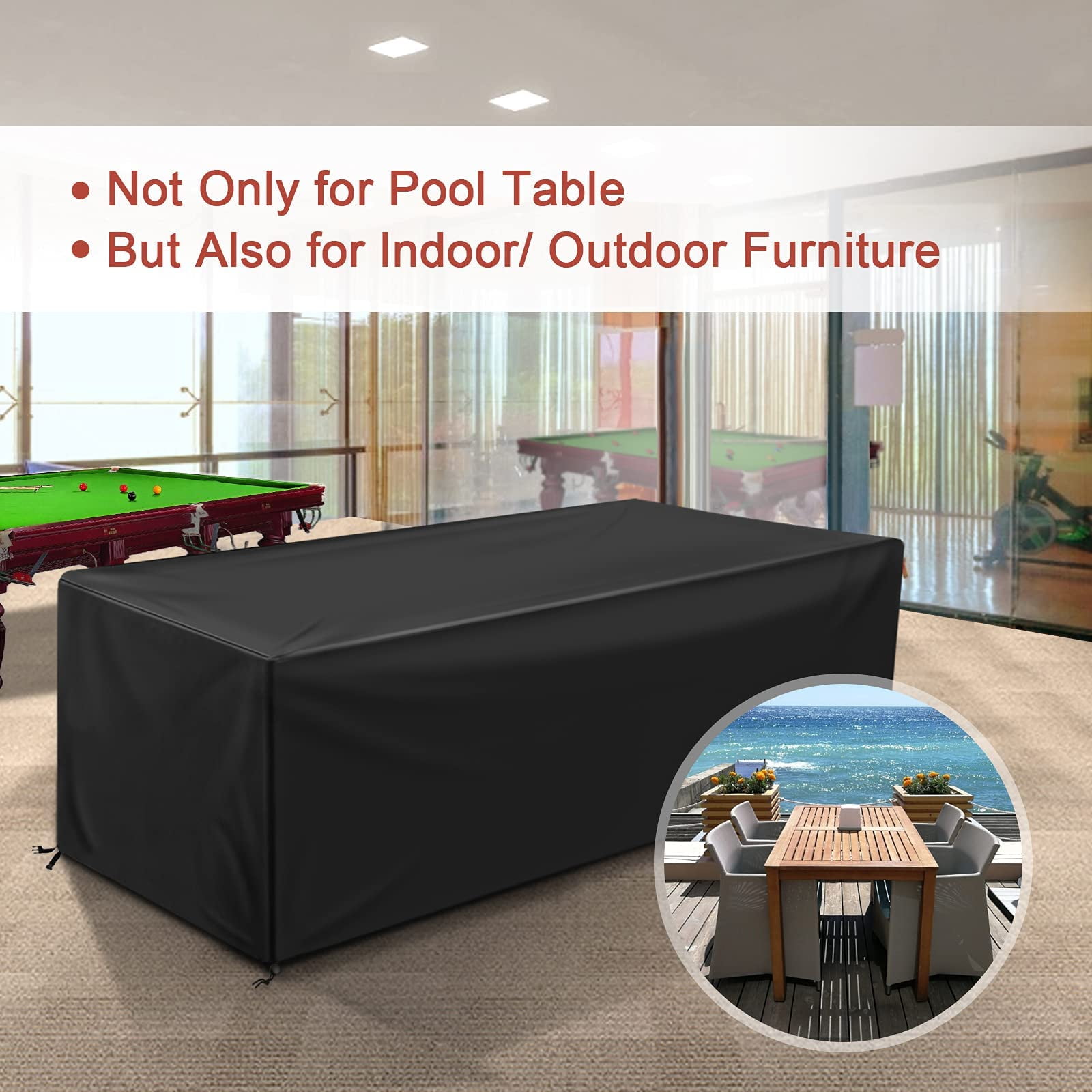 7/8/9FT Pool Table Cover Indoor Outdoor Furniture Cover Waterproof Dustproof H 