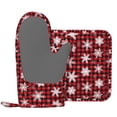 thumbnail image 4 of ZNDUO Non-Slip Cooking Oven Gloves, Snowflakes Buffalo Plaid Art Pattern Oven Mitts and Pot Holders Set, 4 of 8