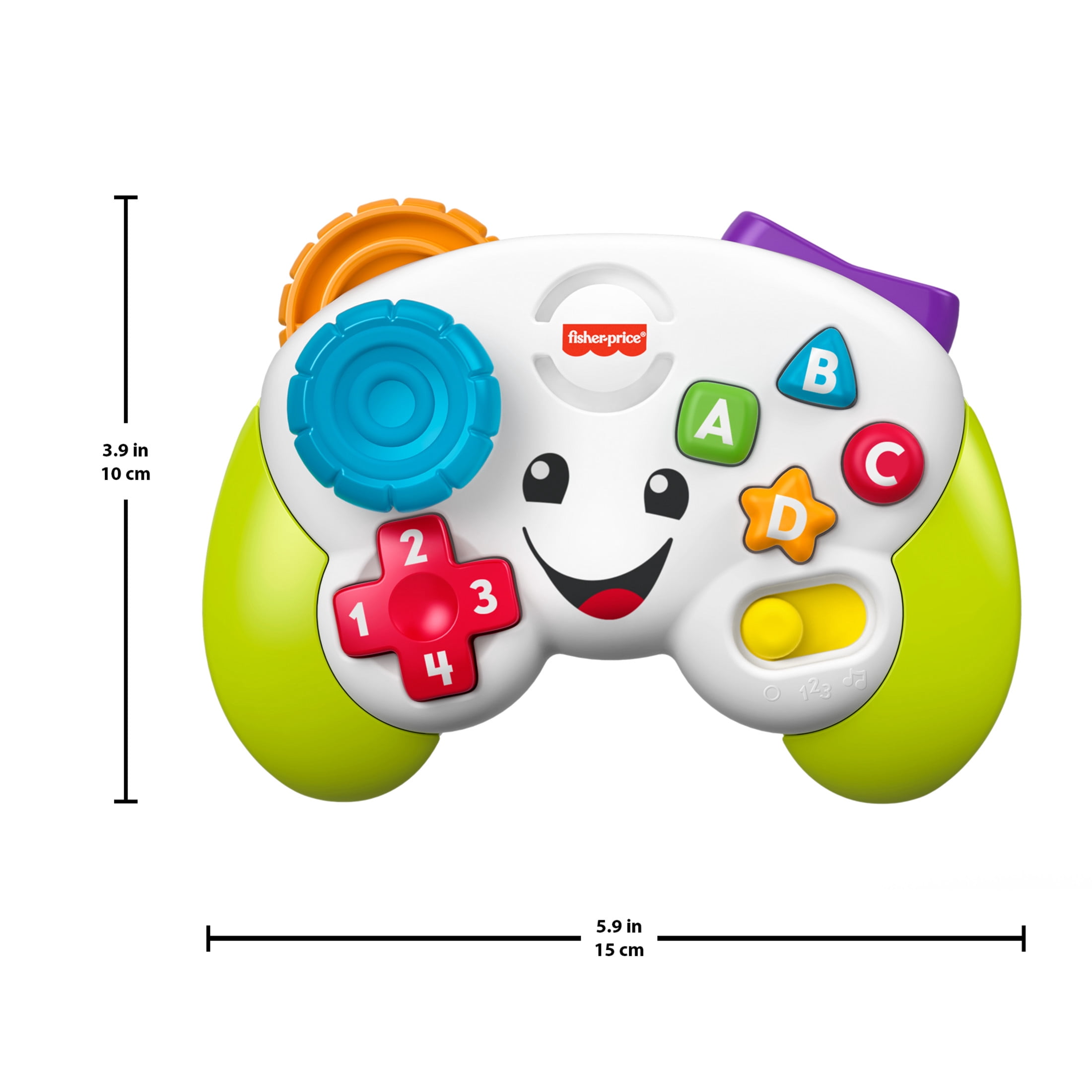 Fisher-Price Laugh & Learn Baby & Toddler Toy Game & Learn Controller Green Pretend Video Game with Music & Lights for Ages 6+ Months