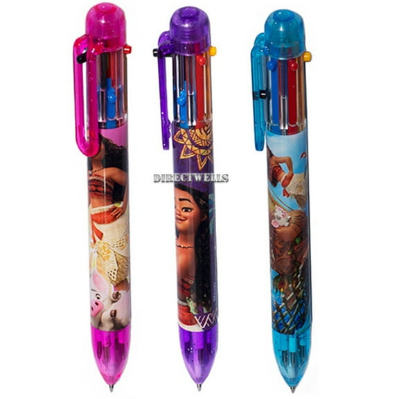3 Moana Multicolors Pens Asorted Colors