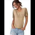 thumbnail image 1 of Top Tipo Túnica de Punto con Escote Redondo y Aberturas para Mujer, Color Caqui, Talla S, 1 of 8