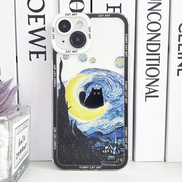 Arte Van Gogh Gato Lirios La Noche Estrellada Jardín Funda De Teléfono Para Samsung Galaxy A14 A54 5G A34 A13 A23 A33 A52 A52S A53 A32 A51 A31 A73 A72 A71 4G 5G Ojos De Ángel Cubierta Suave