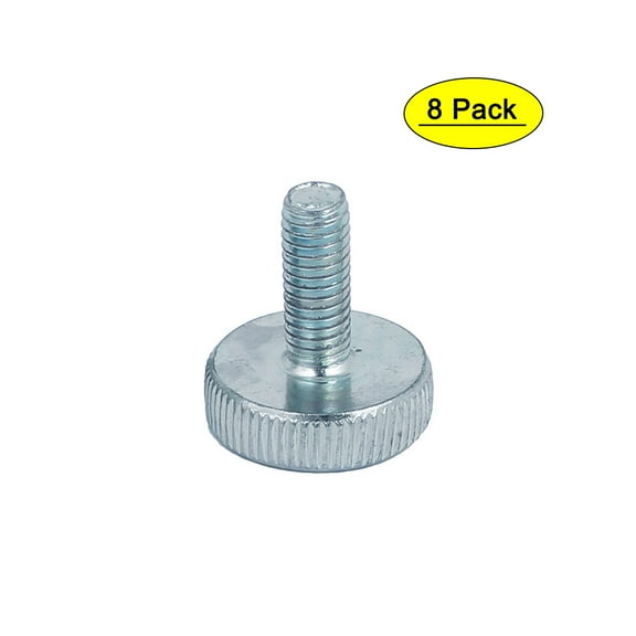 Uxcell M6x16mm Thread Carbon Steel Knurled Round Head Thumb Screws Silver Blue (8-pack)