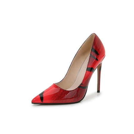 

Ritualay Women Dress Shoes Pointed Toe Stiletto Heels Slip On Pumps Comfort Fashion Work Walking High Heel Red 9