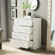 Smile Back 4-Drawer Chest Modern Wood Chest Dresser with Ample Storage Space Functional Organizer for Bedroom, Hallway, Closet, and Living Room,White