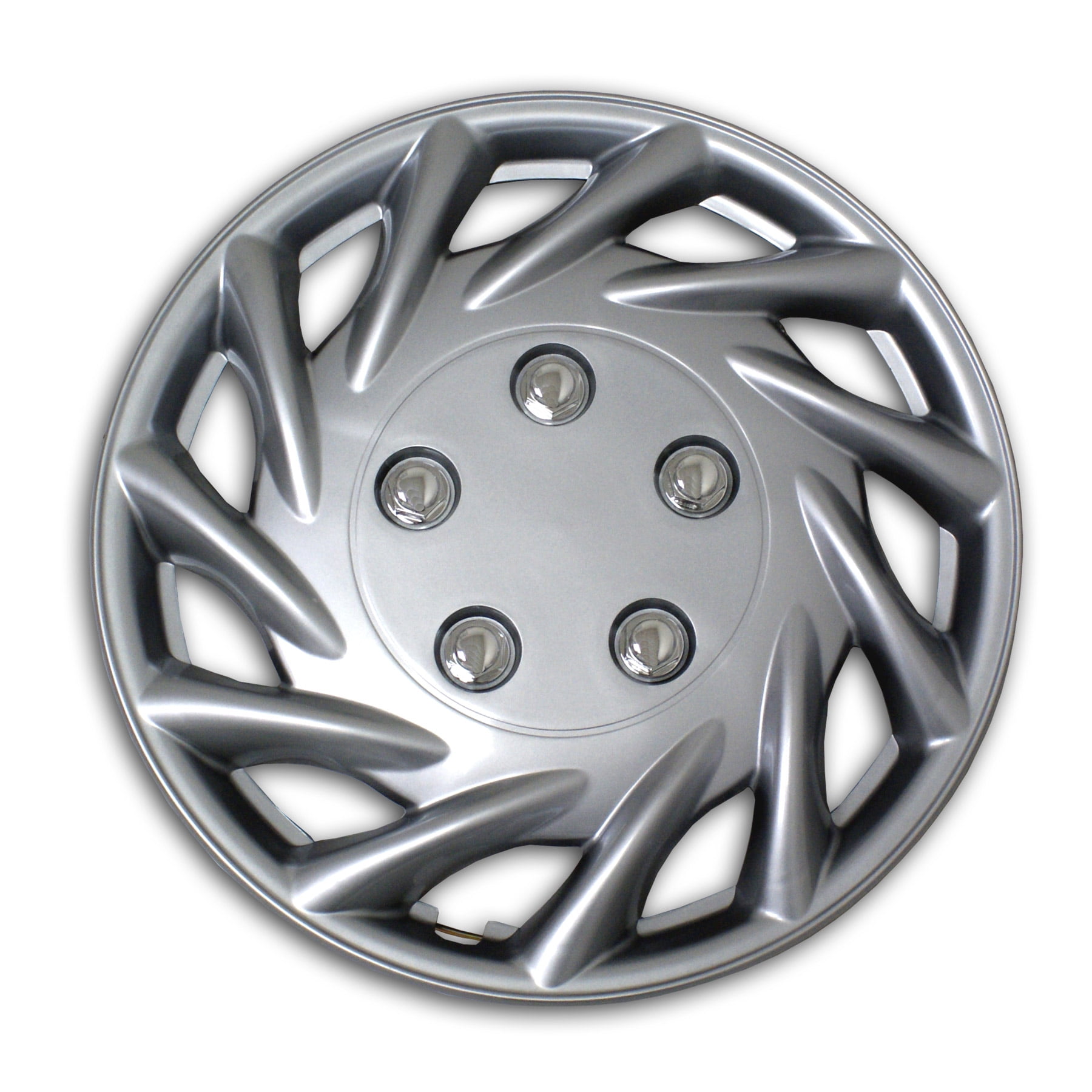 Set of 4 Metallic Silver Hubcaps 14" Type 2 WSC2009S14 Hub Caps