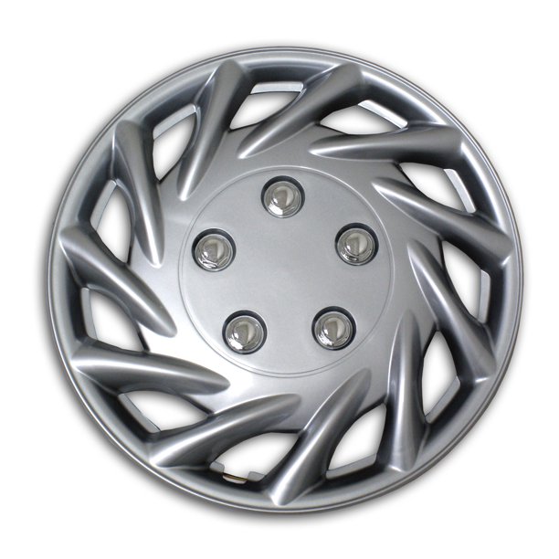 Set of 4 Metallic Silver Hubcaps 14" Type 2 WSC2009S14 Hub Caps