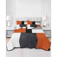 thumbnail image 3 of Burnt Orange Black Grey Twin XL Size Down Alternative Comforter,Lightweight Comforter Quilt Bedding Set with Pillow Shams Geometric Modernism Color Block Bed Comforter Duvet Insert 68"x98", 3 of 7