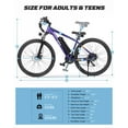 thumbnail image 2 of Qlife Electric Bike for Adults - 21-Speed Mountain Lightweight Ebike with Peak 1000W 25MPH Brushless Motor, 375Wh Removable Battery, 48V 7.8Ah Purple, 2 of 5