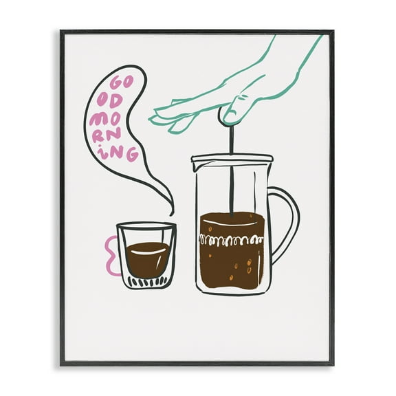 Stupell Industries Good Morning Espresso Food & Beverage Painting Black Framed Art Print Wall Art, 11 x 14