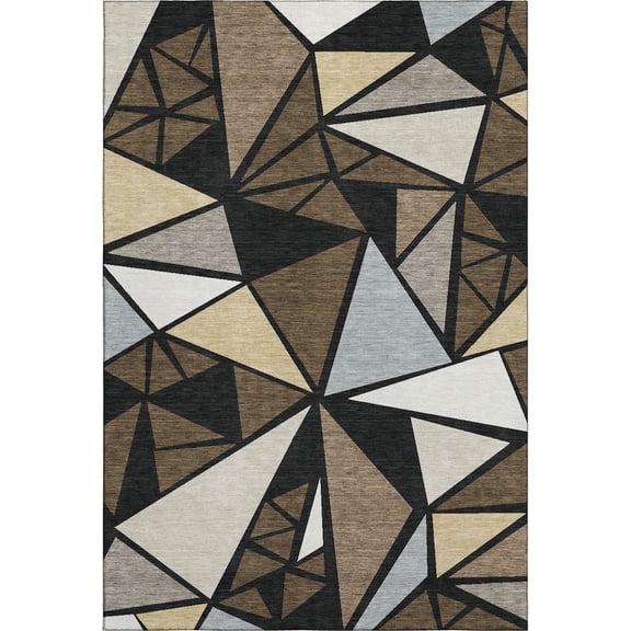 Addison Rugs Mayfield Premium Machine Washable Transitional Geometric Brown Rectangle Rug, 5' x 7'6"