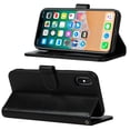 thumbnail image 3 of Flower Embossed Wallet Case for iPhone XS Max, Durable PU Leather Flip Folio Case with Card Slots Magnetic Closure Kickstand and Wrist Strap Shockproof Purse Cover for iPhone XS Max(6.5 inch),Black, 3 of 12
