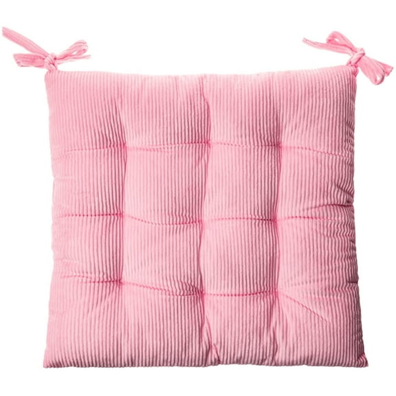 Zhuge Corduroy Chair Cushion with Ties Ultra Warm Floor Cushion for Kids Reading Nook Comfortable Square Seat Cushion for Adult 15.7”x15.7”, Pink