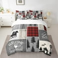 thumbnail image 2 of Manfei Vintage Patchwork Grid 7-Piece Twin Bedding Sets,Country Farmhouse Cabin Bedding Comforter Set,Farm Animal Horse Sheep Sheet Sets For Boys Teens,Luxury Bedroom Decor, 2 of 8