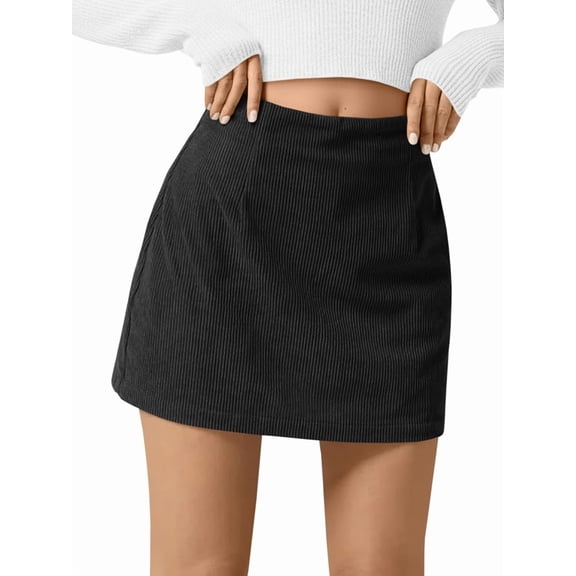 Womens Corduroy Mini Skirt High Waisted Basic Casual A-Line Short Fall Winter Skirts