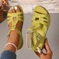 thumbnail image 3 of Rokment Womens Orthopedic Wedges Walking Gladiator Sandals Comfortable Fashion Casual Leather Platform Arch Support Orthotic Chunky Mid Heel Beach Summer Shoes Green Size 6, 3 of 9