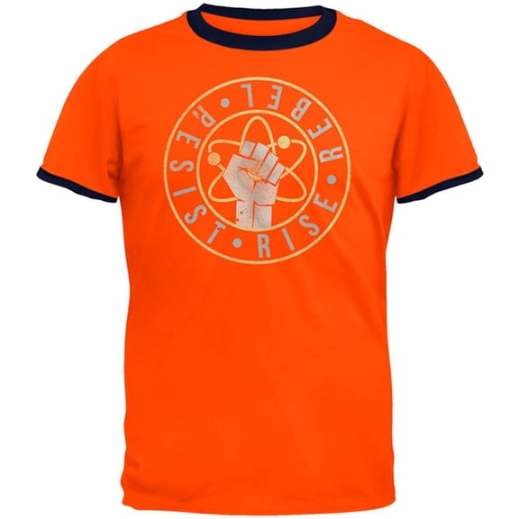 Science Rise Rebel Resist March Mens Ringer T Shirt Orange-Navy 2XL