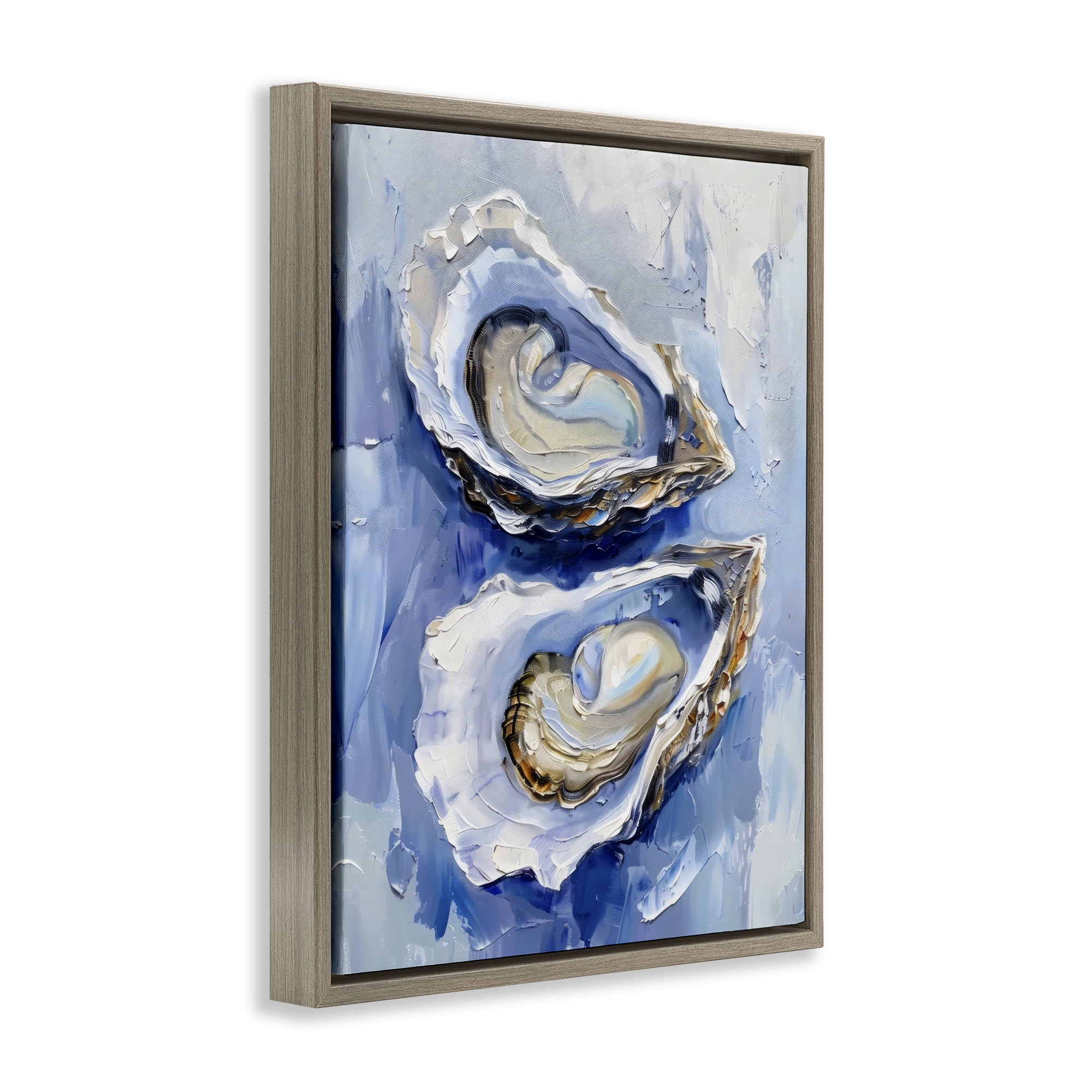 Stupell Industries Oysters On The Half Shell Brown Framed Floater Canvas Wall Art, design by Creative Studio